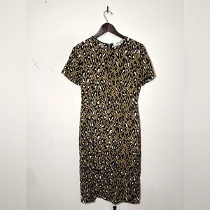 Diane Von Furstenburg Animal Print Midi-Length Sheath Dress - Size 8